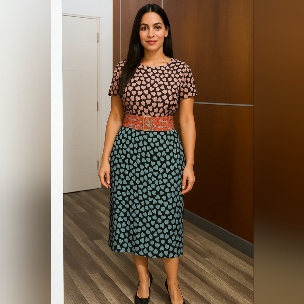 Elegant Women's Midi Dress - Black and Blue